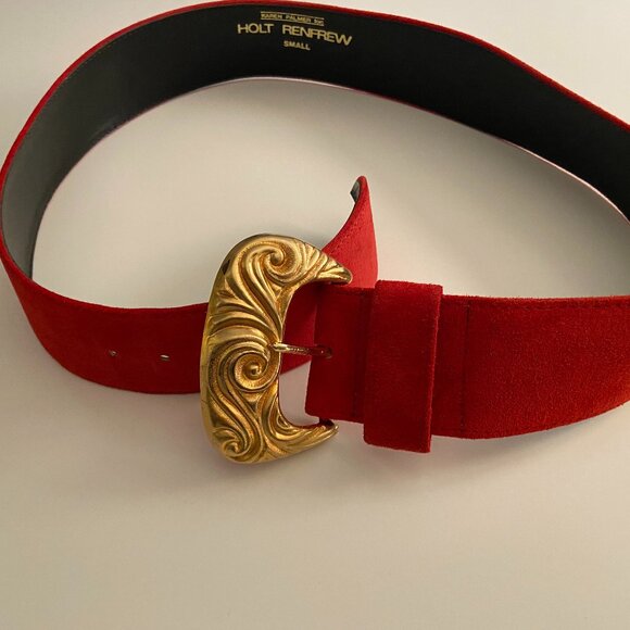 Holt Renfrew Red Suede Belt - Small - Picture 1 of 3